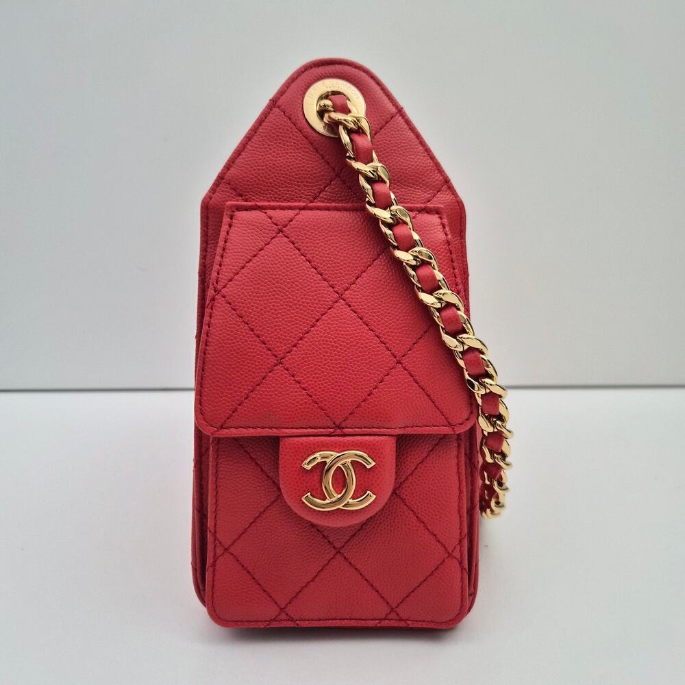 Chanel 25 Mini Red Caviar Shoulder Bag - Picture 4 of 9